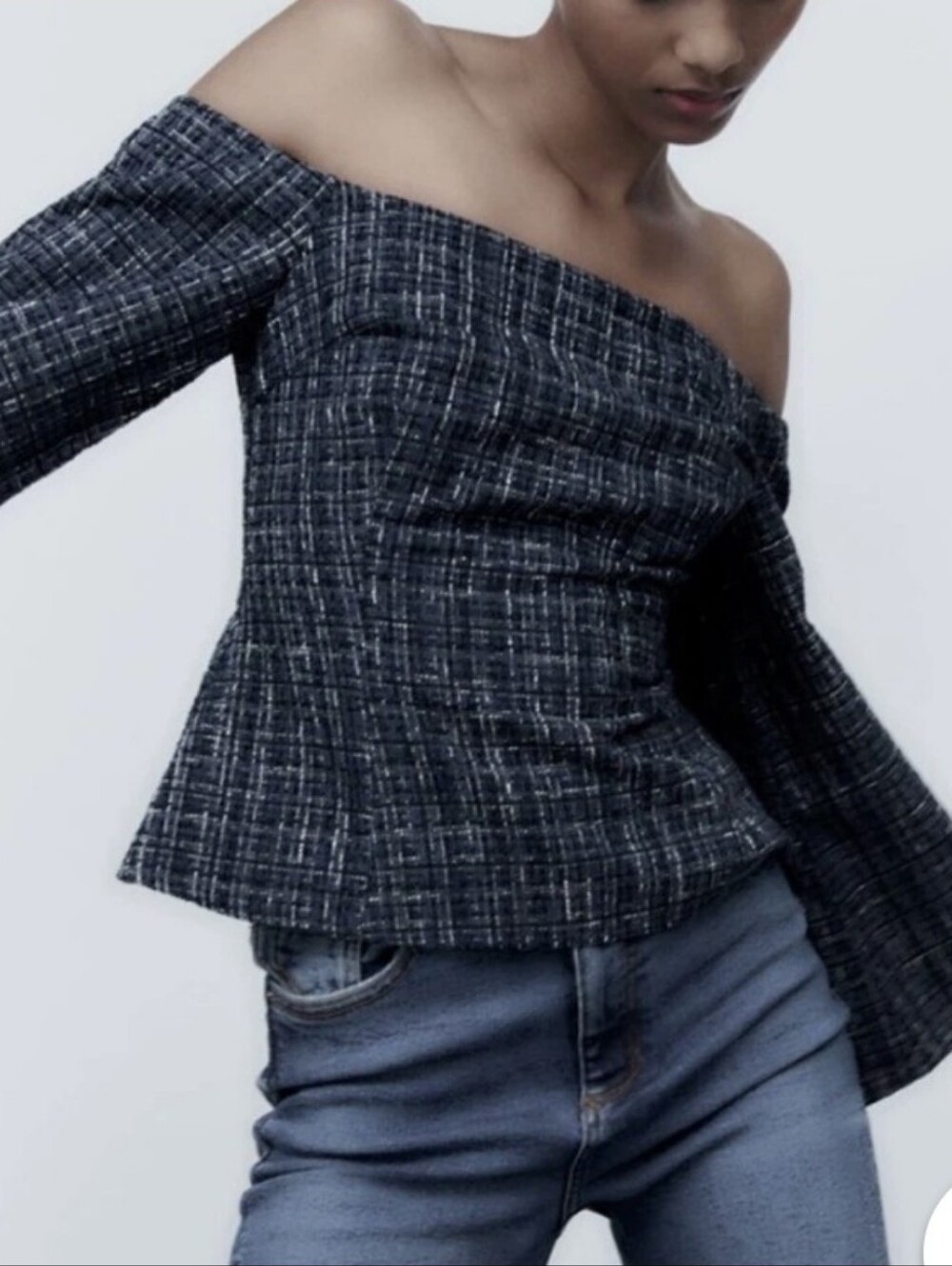 Zara Twill Off-shoulder Top Size XS